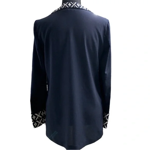 TORY BURCH NAVY EMBROIDERED TAPED TUNIC - Picture 10 of 12